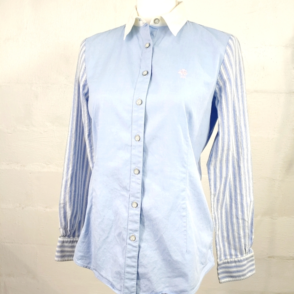 Brooks Brothers Light Blue Striped Women's Top